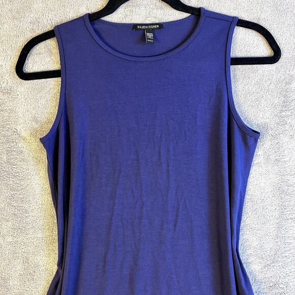 Eileen Fisher Women’s Navy Blue Shift Dress PP Petite Minimalist Sleeveless - Picture 2 of 9